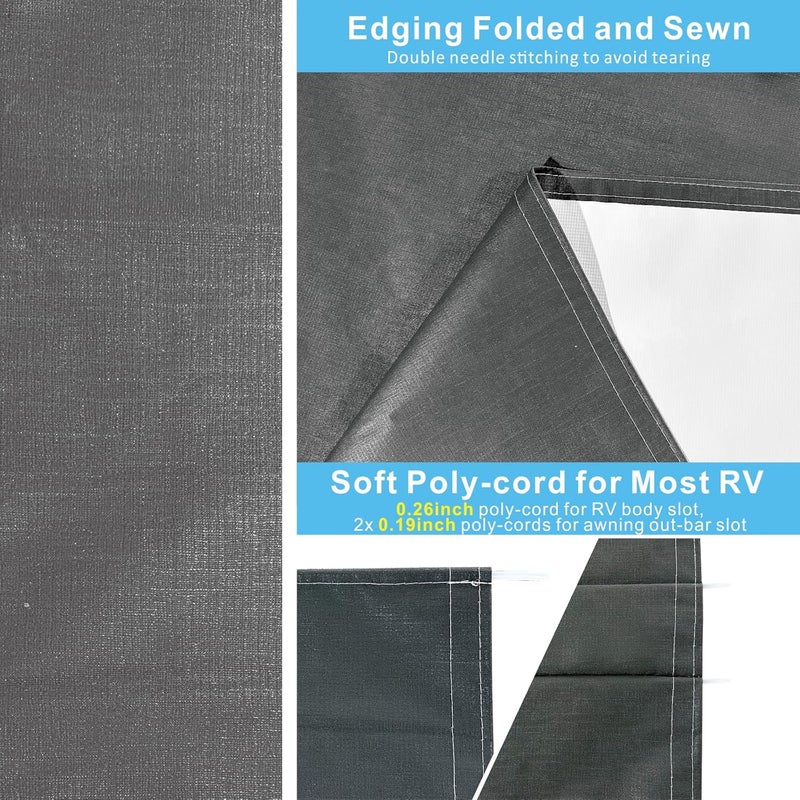 Dulepax RV Awning Fabric Replacement(18'2" Fabric) Heavy Duty 16 oz Vinyl Fabric Awning for Camper, Universal Camper Awning Replacement for All Trailer Awning Brands Grey - Image 2